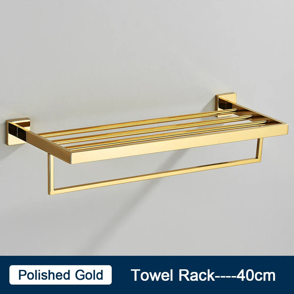 Toallero DecorBites™ negro de 40 cm, acero inoxidable SUS304, moderno, dorado, para montaje en pared