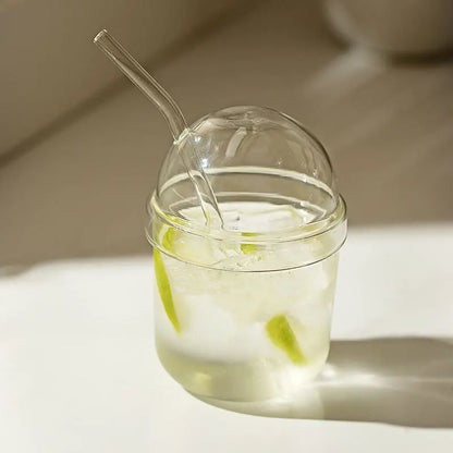 DecorBites™ Clear Glass Bobo Cup Set with Glass Straw and Cover