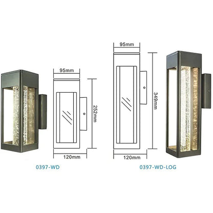 Aplique de pared DecorBites™ de cristal con burbujas, LED de 11 W, para exteriores, IP65, para jardín.