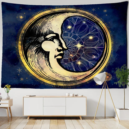 Decobites Moon Tree Life Tapestry: Kawaii Mandala Wall Hanging for Boho Room Decor