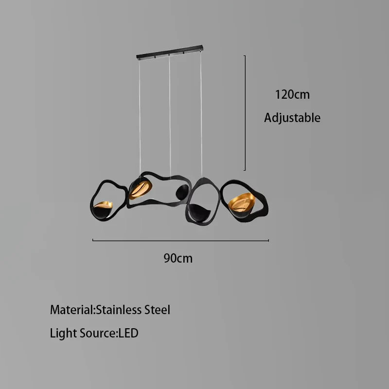 ثريا ديكوربايتس™ LED من الفولاذ المقاوم للصدأ باللون الأسود - تصميم عصري فاخر لغرفة المعيشة