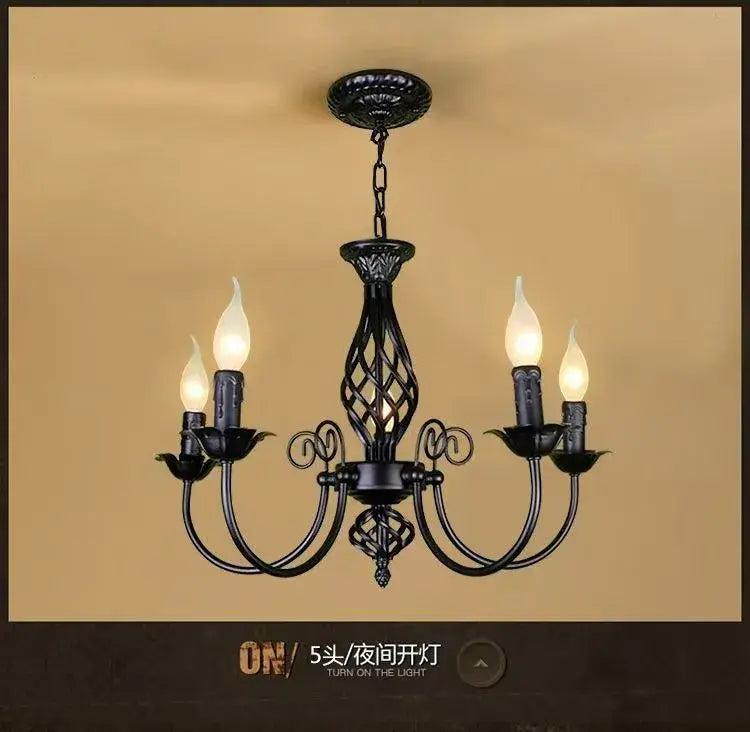DecorBites™ Modern Black Iron Chandelier for Living Room