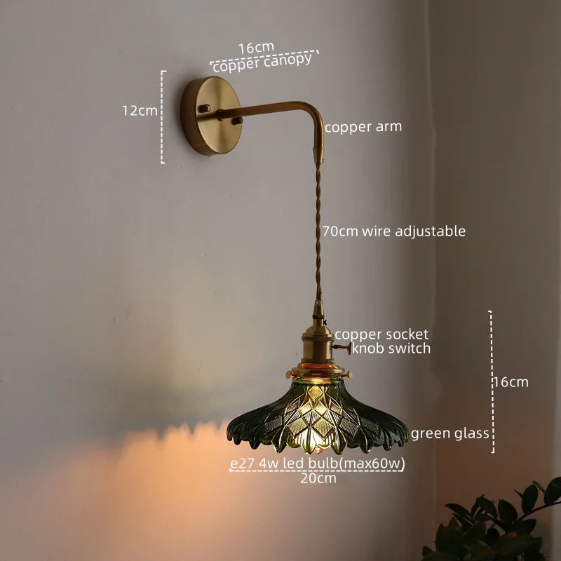 DecorBites™ LED Wall Lamp Glass Copper Arandelas Para Parede Retro Style for Living Room