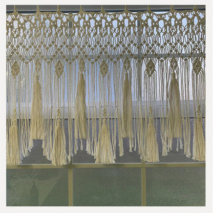 Decobites Handwoven Macrame Window Curtain Tapestry with Tassels