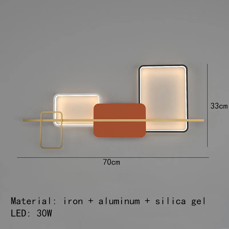 Aplique de pared LED Art Déco DecorBites™ de 70/120 cm con base metálica para dormitorio, sala de estar o hotel.