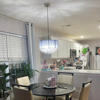 DecorBites™ Crystal Fabric Pendant Lamp: Modern Minimalist Style for Bedroom, Study Room & Restaurant.