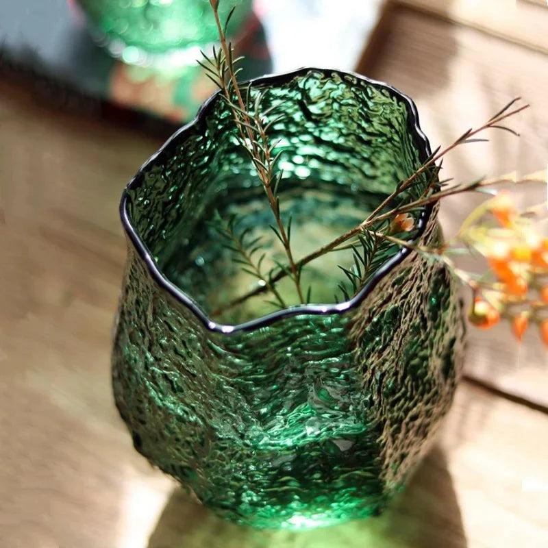 Jarrón de vidrio transparente verde DecorBites™ para arreglos florales y decoración del hogar