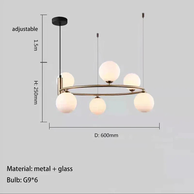 DecorBites™ Glass Chandelier G9 Hanging Light for Living Room Bedroom Decor