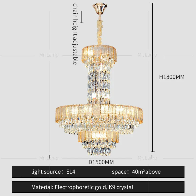DecorBites™ Crystal Chandelier: Postmodern Multi-layer Luxury for Villa, Hotel Lobby, and Living Room