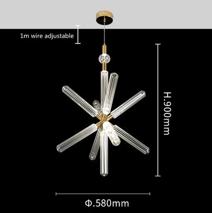 DecorBites™ Glass Tubes LED Chandelier: Modern Luxury for Living Room, Bedroom, Hotel & Aisle