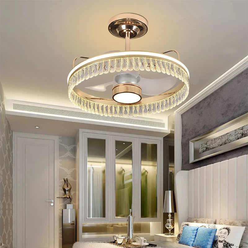 DecorBites™ Black Gold LED Ceiling Fan Chandelier: Luxury Nordic Modern Design