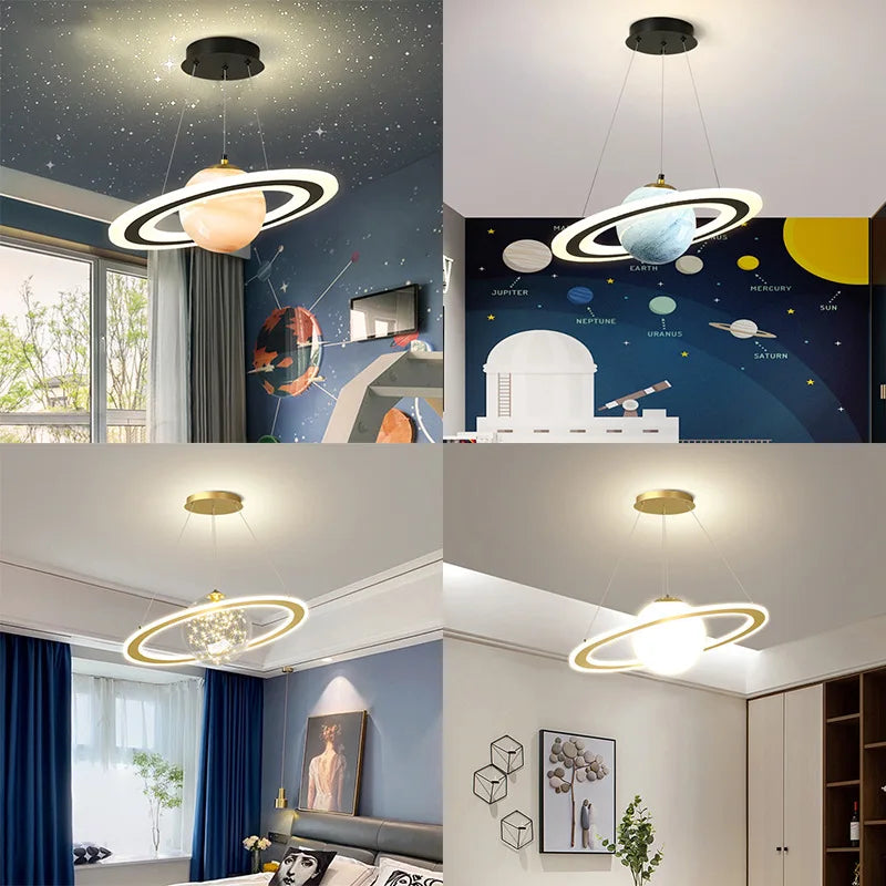 DecorBites™ LED Acrylic Planet Pendant Light: Children Room Star Chandeliers for Living Room Bedroom