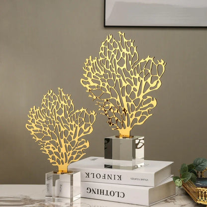 Adorno de cristal DecorBites™ Golden Hollow Tree - Figura decorativa de metal