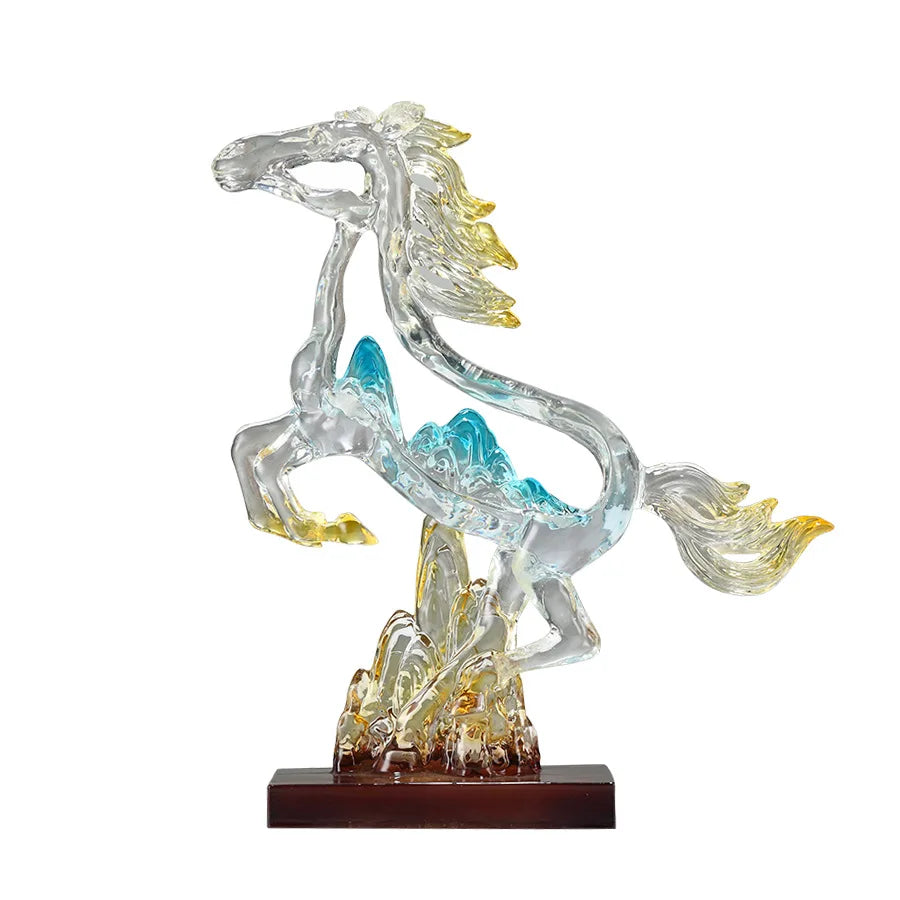 DecorBites™ Crystal Horse Statue Abstract Colored Sculpture for Home Decoration