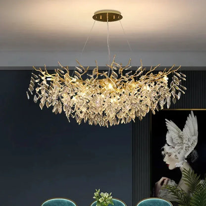ثريا السقف DecorBites™ Golden Branch مع أضواء LED الكريستالية