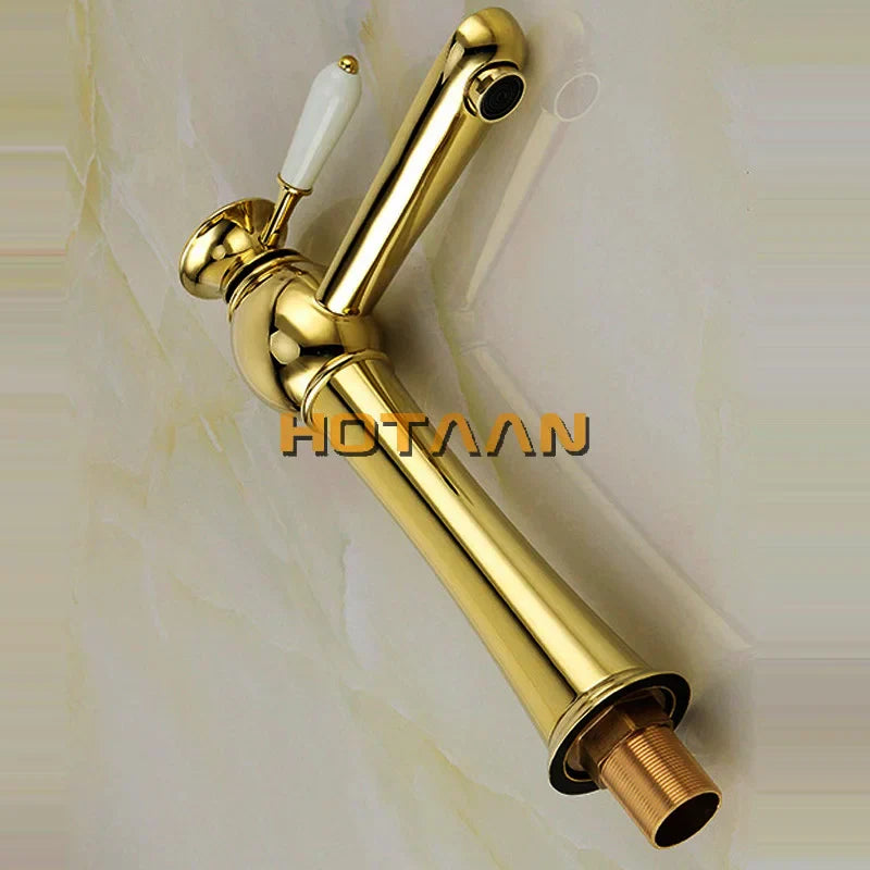 Decorbites™ Grifo de Lavabo Dorado con Mezclador de Cerámica - Grifos para Baño