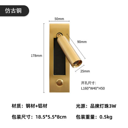 DecorBites™ مصباح حائط LED مثبت على لوح رأس السرير بقوة 3 وات لغرفة النوم والفندق