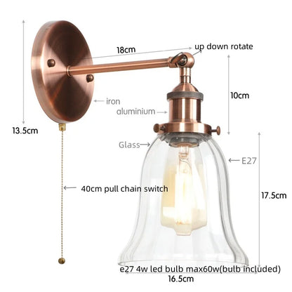 DecorBites™ LED Glass Wall Lamp Industrial Stair Light Fixture for Home Decor