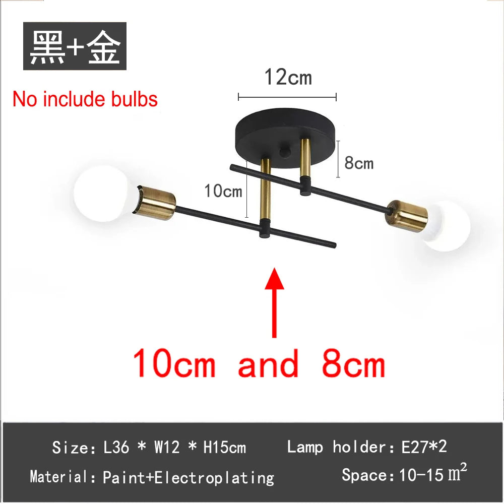 Moderne Industrielle Kronleuchter Deckenleuchte Anhängerlampe 2 Köpfe Schwarz für Wohnzimmer Esszimmer Schlafzimmer Café und Küche