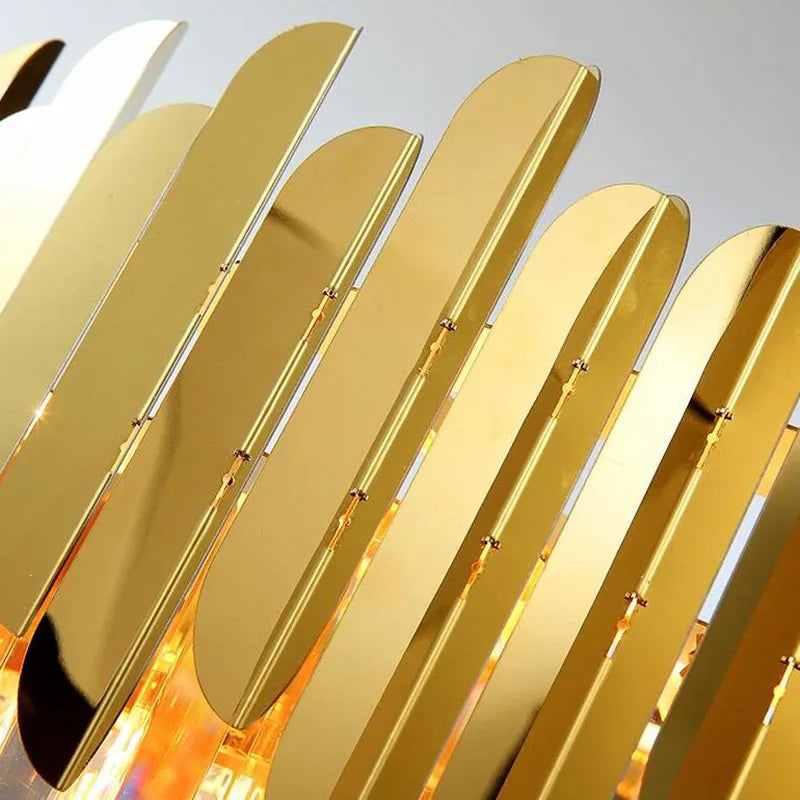 DecorBites™ Golden LED Crystal Ceiling Light for Luxury Living Room, Modern Round Crystal Lamp