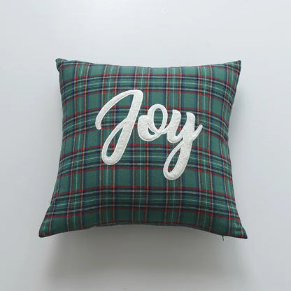 DecorBites™ Christmas Cartoon Letter Embroidered Pillow Cover Festive Sofa Cushion