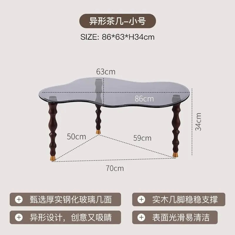 DecorBites™ 80*40cm Solid Wood Peanut-Shaped Coffee Table for Living Room