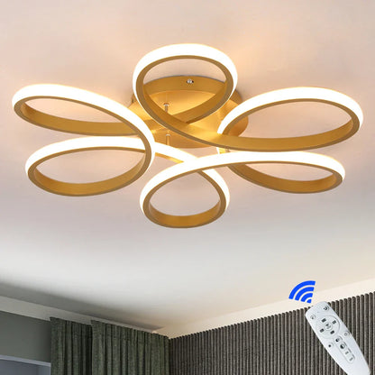 DecorBites™ Gold Flower Acrylic Pendant Chandelier - Modern LED Ceiling Light
