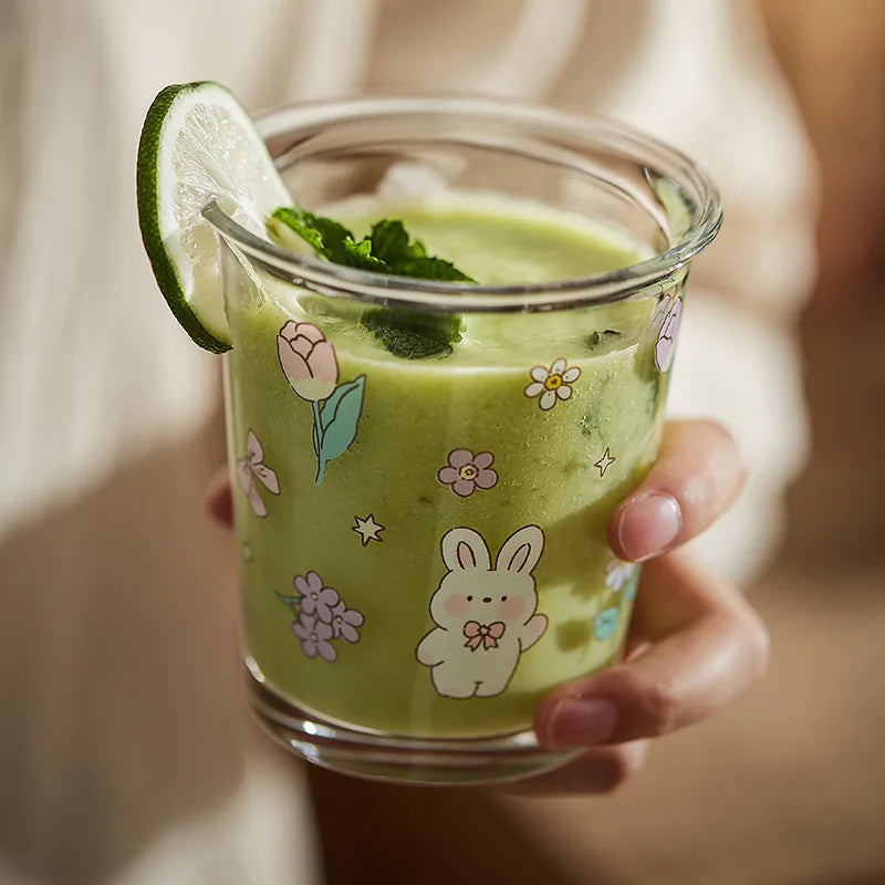 DecorBites™ Cute Four-color Bear Rabbit Glass Tea Coffee Cup