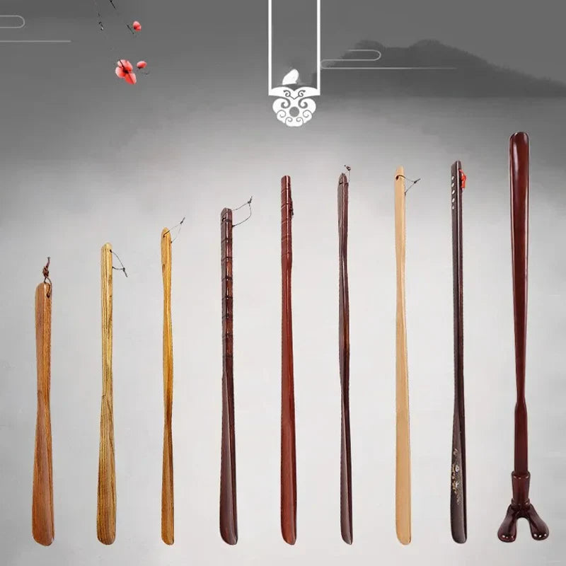 DecorBites™ Bamboo Pattern Long Handle Shoehorn Shoe Lifter for Easy Shoe Wearing