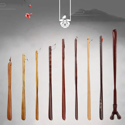 DecorBites™ Bamboo Pattern Long Handle Shoehorn Shoe Lifter for Easy Shoe Wearing