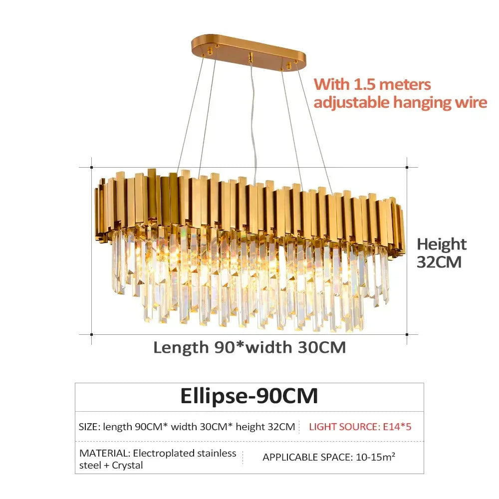 DecorBites™ Gold Black Crystal Chandeliers LED Ceiling Light for Luxe Living & Hospitality