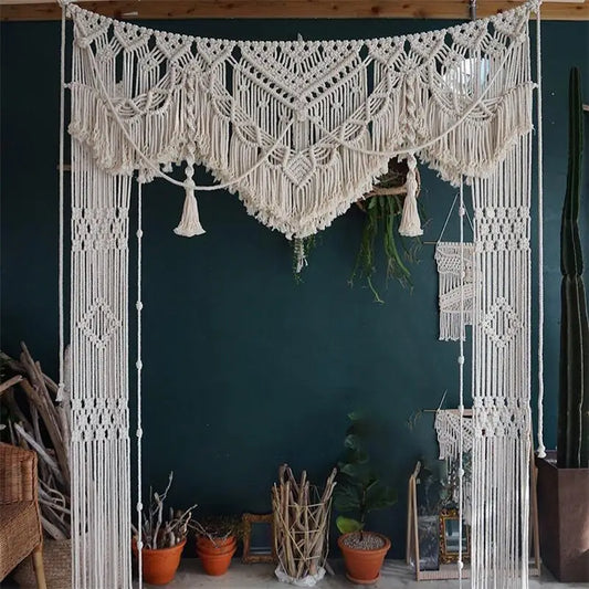 Decobites Macrame Cotton Wedding Tapestry Window Curtain Wall Hanging Boho Decor