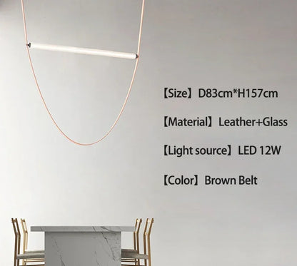 DecorBites™ BELT LED Pendant Lamp: Minimalist Leather Hanging Light for Dining Room Home Decor