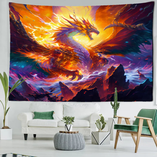 Decobites Mysterious Witchcraft Dragon Tapestry Wall Hanging Home Decor