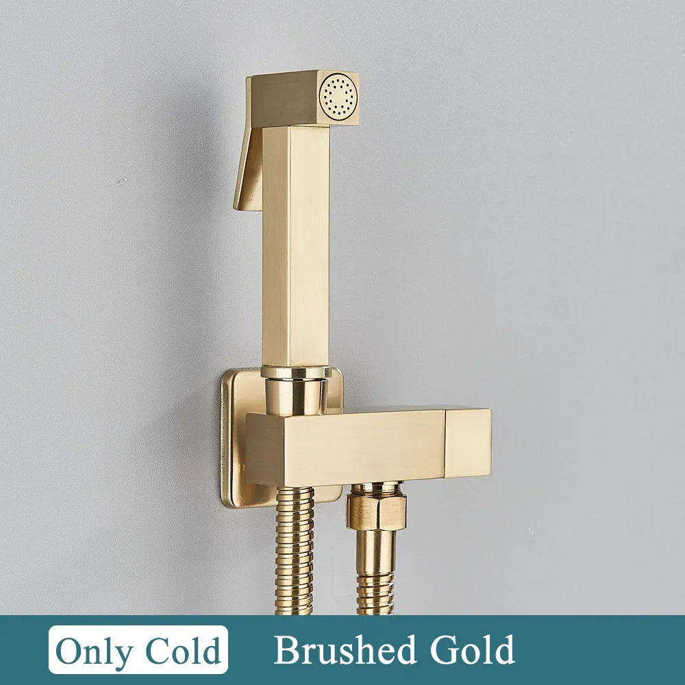 DecorBites™ Brass Bidet Faucet Single Cold Water Black Toilet Sprayer Valve Jet Set