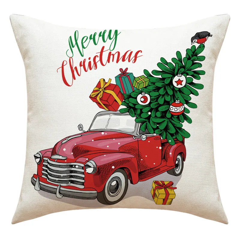 DecorBites™ Christmas Pillowcase: Santa Claus Snowman Print for Living Room Sofa Decor