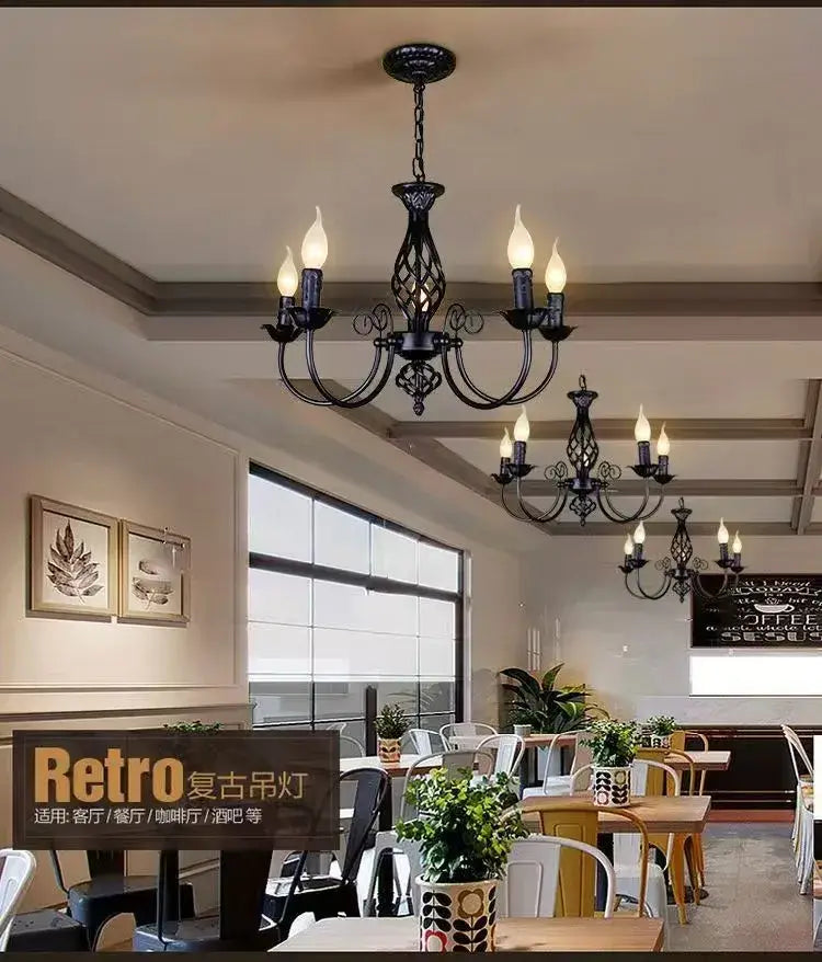 DecorBites™ Modern Black Iron Chandelier for Living Room