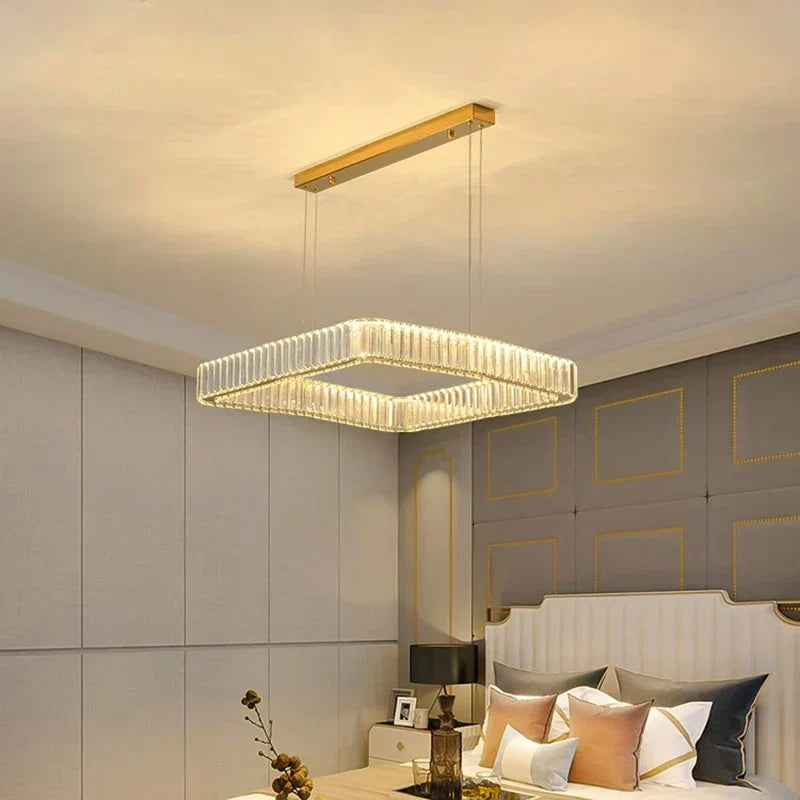 DecorBites™ Crystal Chandelier: Luxury Living Room & Bedroom Pendant Light