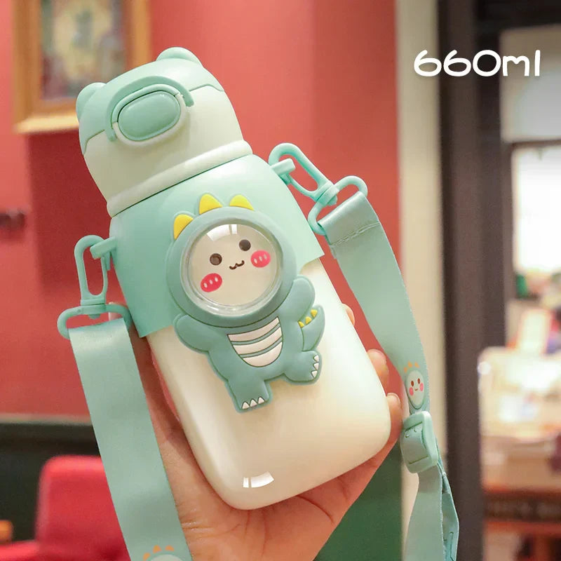 DecorBites™ Kids Cute Cartoon Water Cup with Portable Strap - BPA-Free Student Sippy Cup