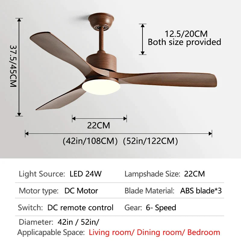DecorBites™ 3 Blade DC Ceiling Fan with LED Light & Remote Control
