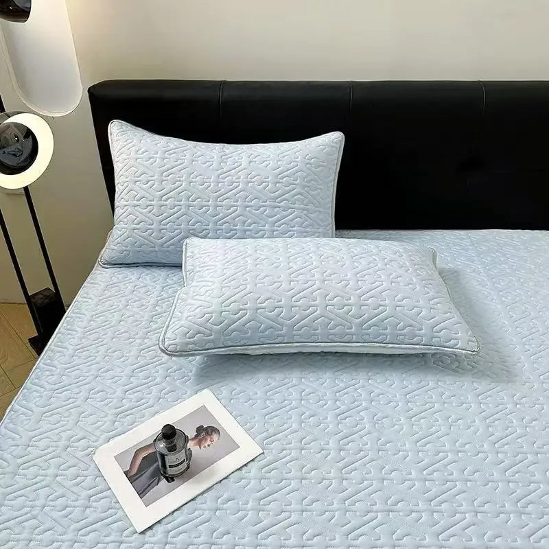 DecorBites™ Latex Cooling Mat Set: Washable, Soft, Breathable Bed Sheet - 3 Pieces