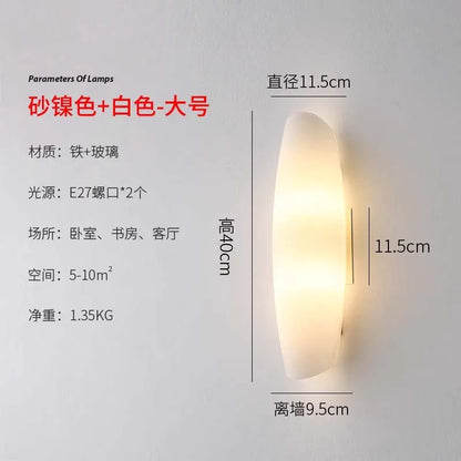 Lámpara de pared LED DecorBites™ de cristal color crema para dormitorio, sala de estar o estudio.