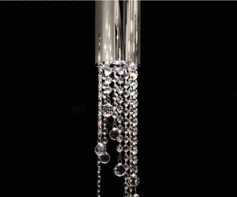 DecorBites™ Luxury Chrome Crystal LED Chandelier for Staircase