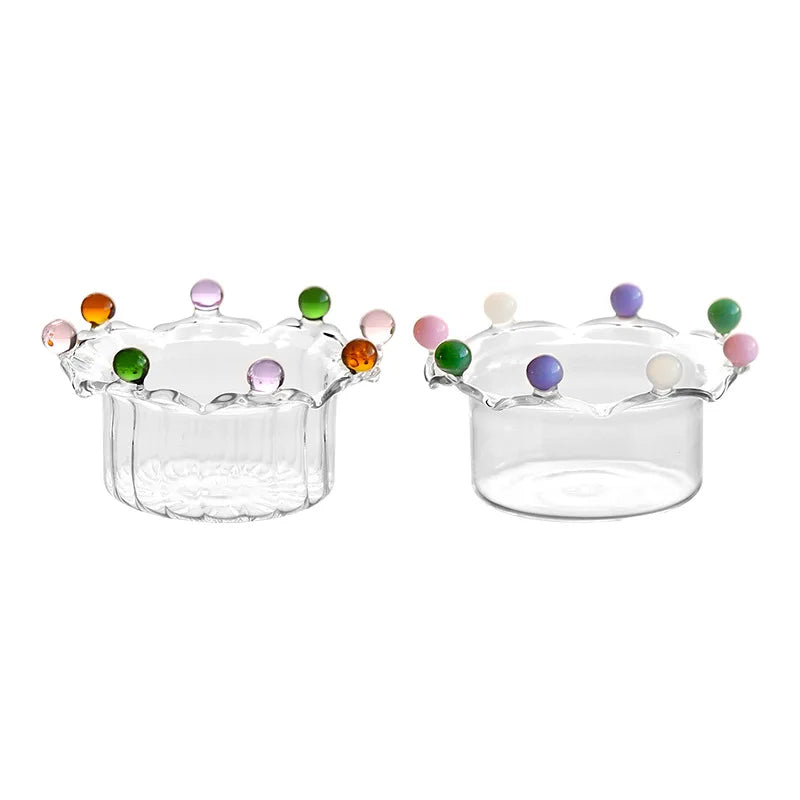 DecorBites™ Clear Glass Fruit Bowl Plate Snack Dish Cake Dessert Cup Large Capacity