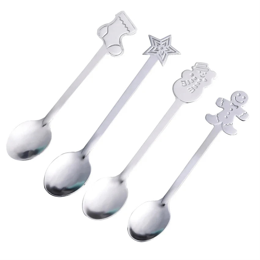 DecorBites™ Christmas Coffee Spoons Gift Box - Stainless Steel Festive Cutlery Spoon Set