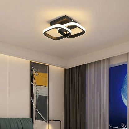 Modern Black LED Ceiling Light Bedroom 19W3000K Living Room Lighting Chandelier