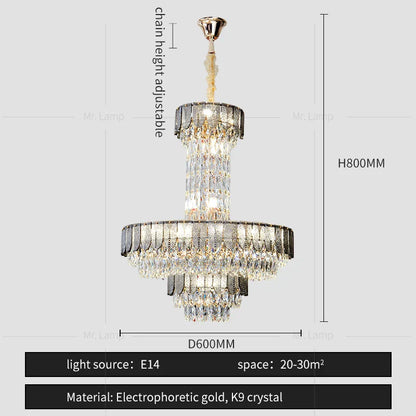 DecorBites™ Crystal Chandelier: Postmodern Multi-layer Luxury for Villa, Hotel Lobby, and Living Room