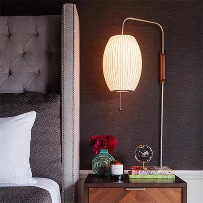 DecorBites™ Handwoven Silk Ball Wall Light: Japanese Design for Living Room and Bedroom