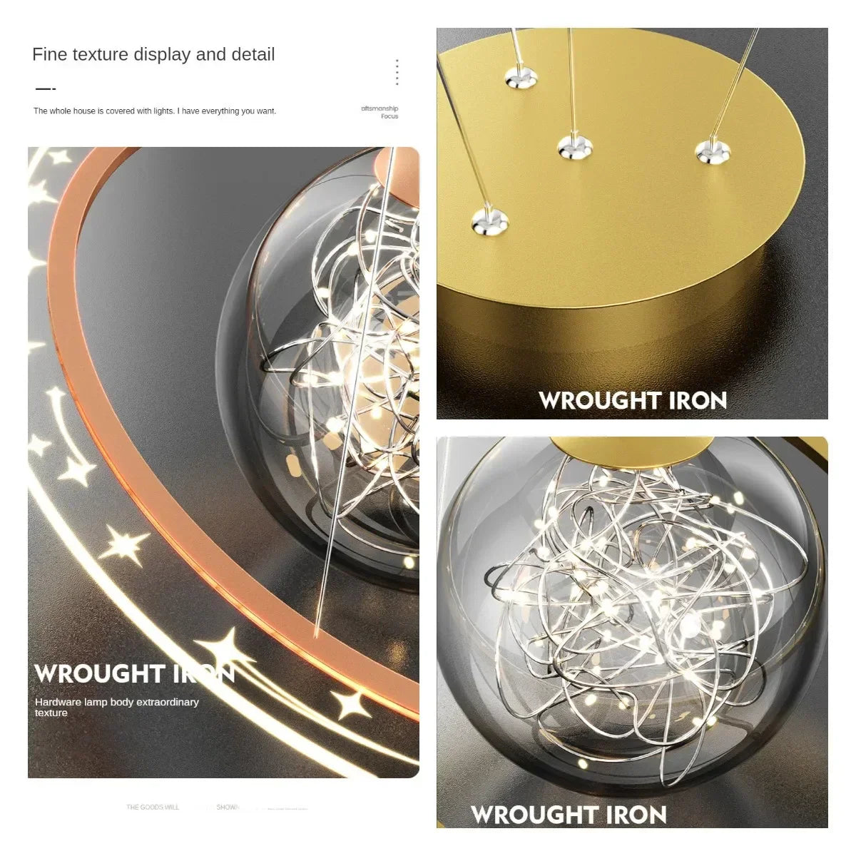 Lámpara colgante LED de araña nórdica de acrílico dorado Decorbites™ para iluminación de interiores de lujo