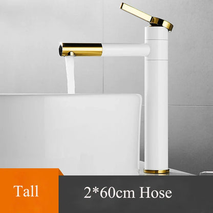 DecorBites™ Black Brass Bathroom Sink Faucet Deck Mounted Vessel Mixer Water Tap